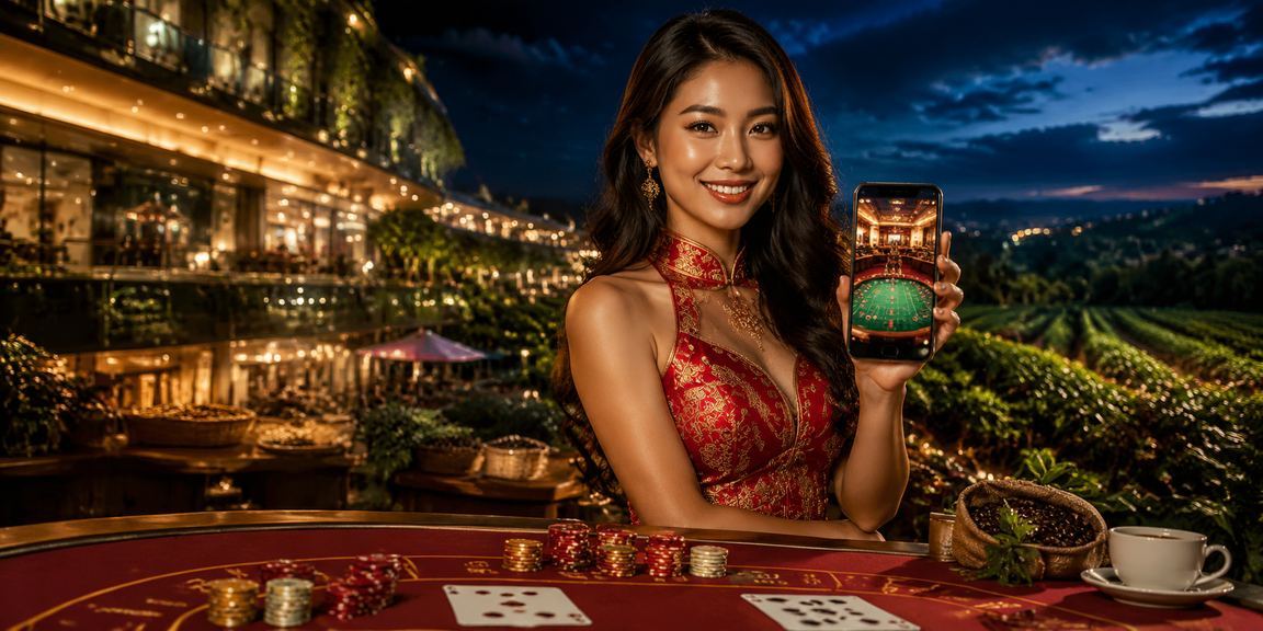 Người chơi tại vùng Mekong thư giãn bên cà phê trong khi kiểm tra giao dịch casino trên điện thoại