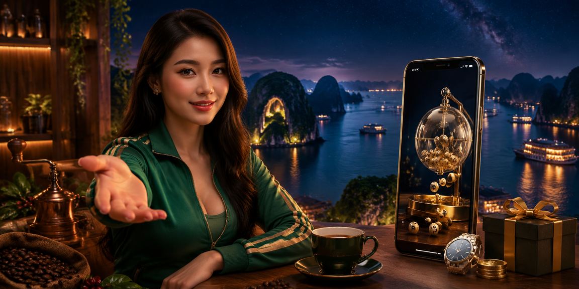 Người dùng kiểm tra kết quả xổ số và cập nhật ứng dụng tại vịnh Hạ Long